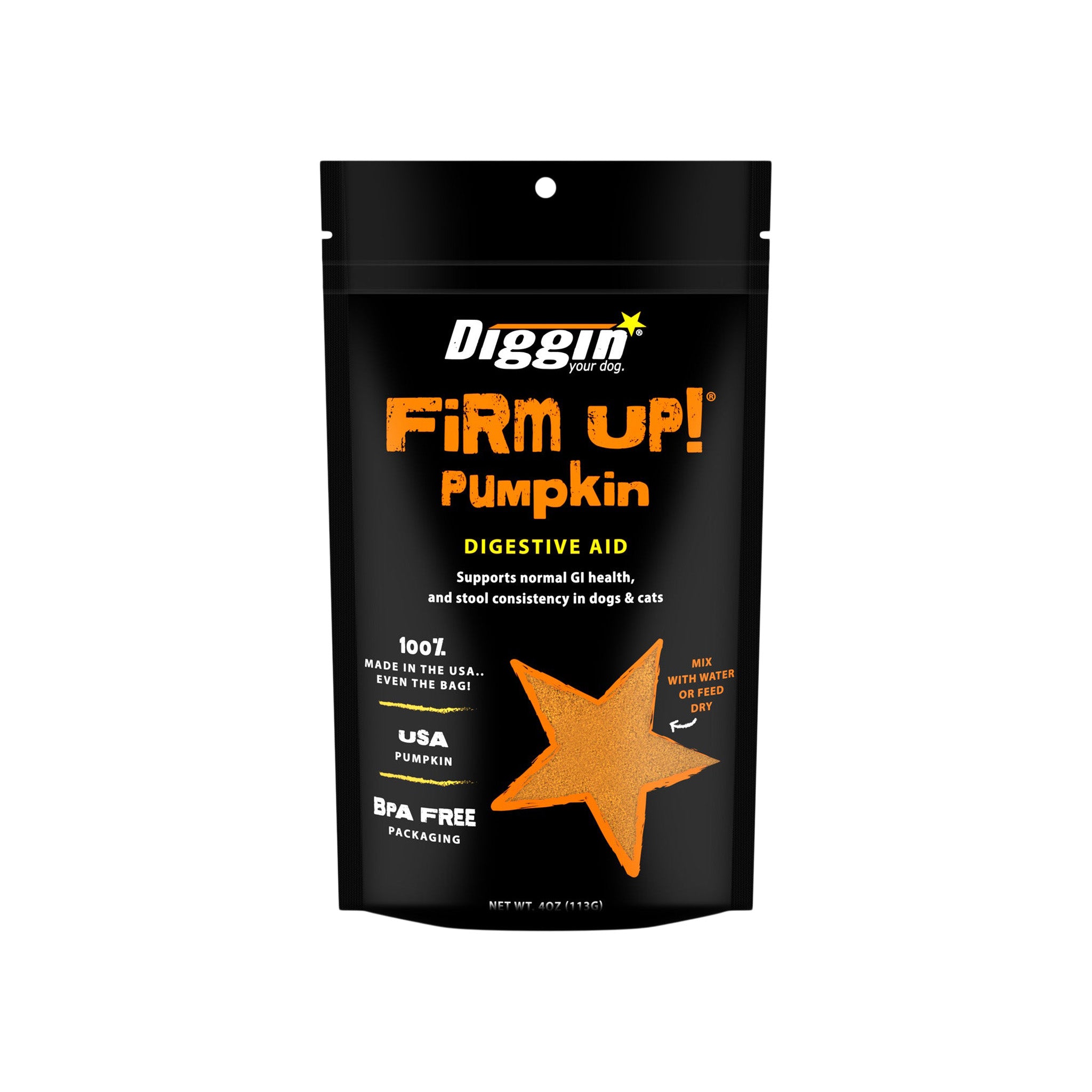 Diggin Your Dog Firm Up! Pumpkin Digestive Aid Supplement for Dogs & Cats
