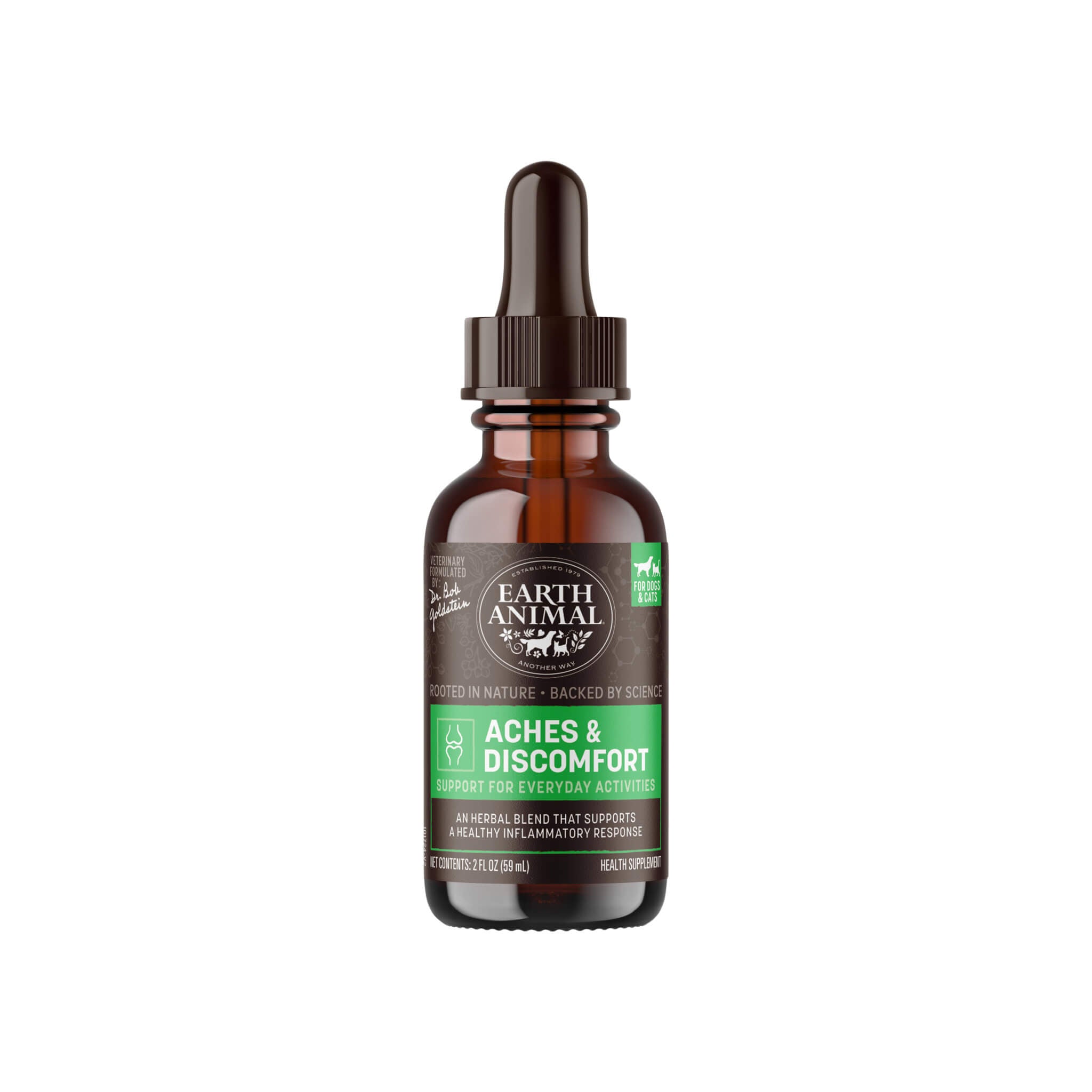Earth Animal Organic Herbal Remedies Aches & Discomfort Tincture for Dogs