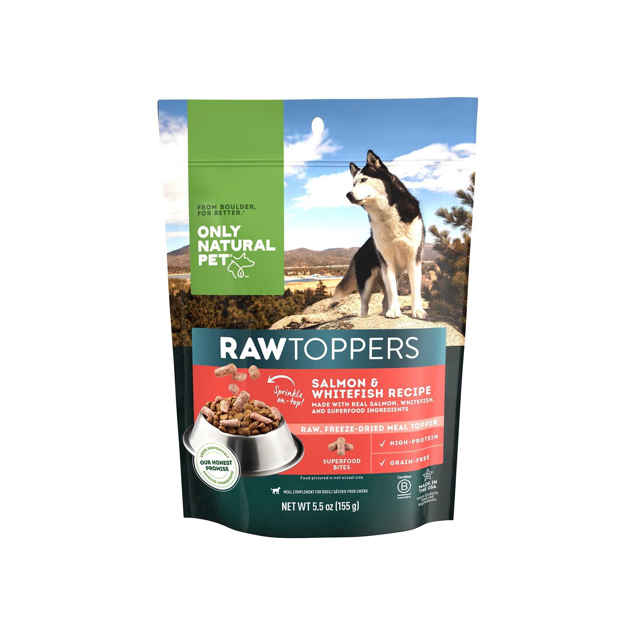 Only Natural Pet Raw Toppers Freeze Dried Recipe Meal Topper for Dogs