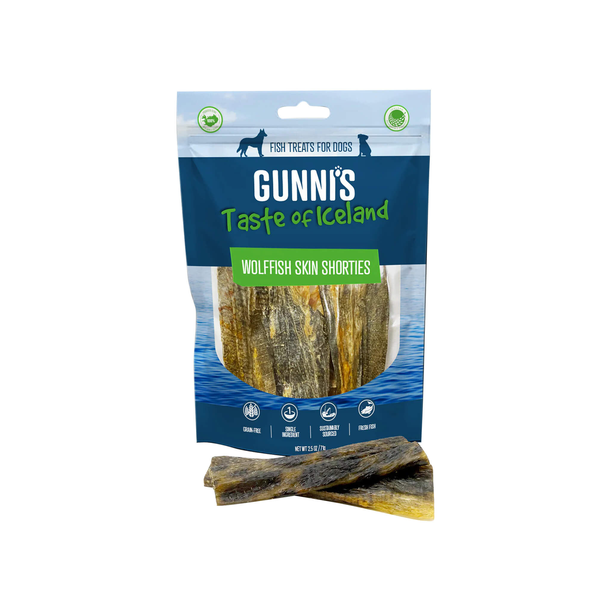 Gunni's Taste of Iceland Fish Skin Shorties Dog Treats