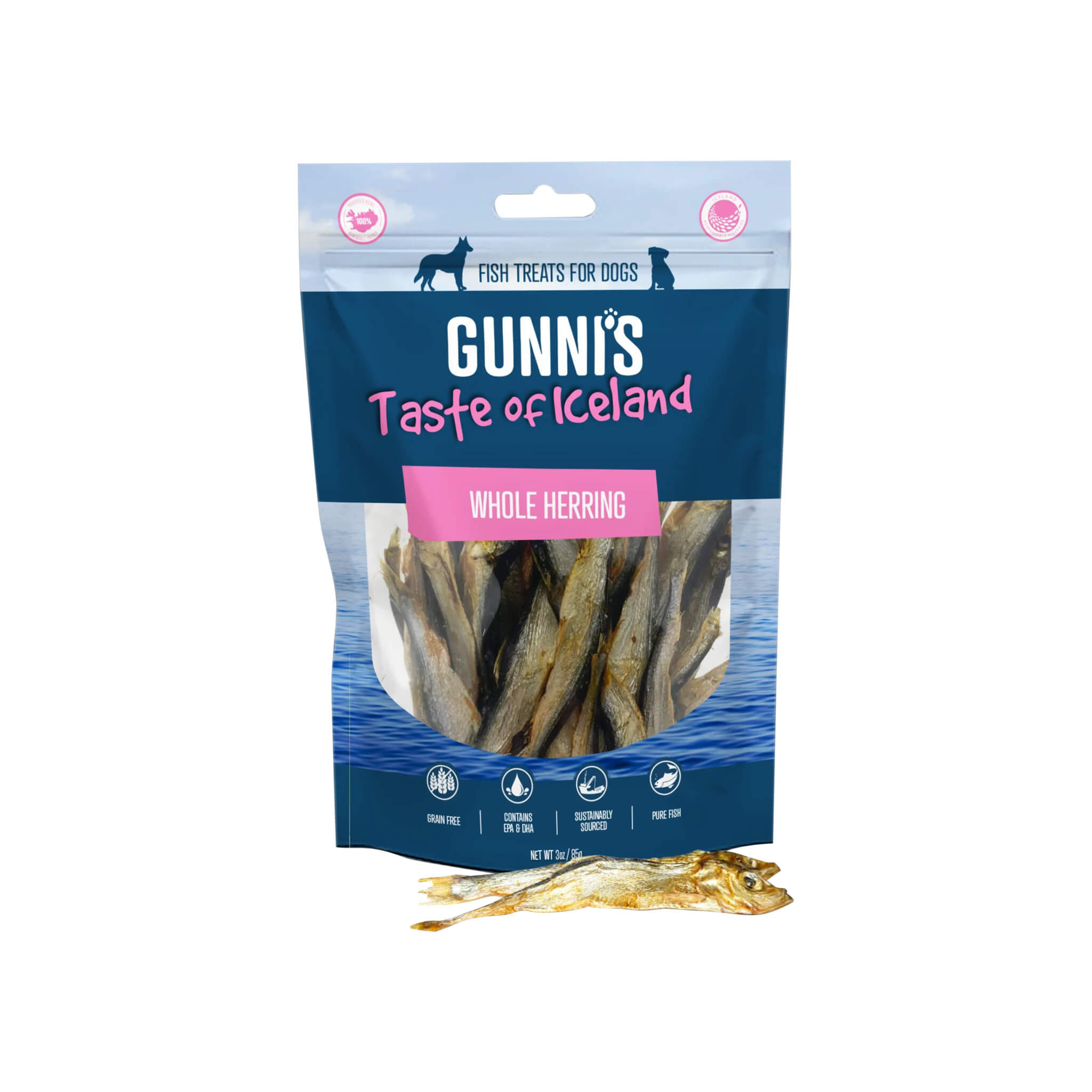 Gunni's Taste of Iceland Whole Fish Herring Dog Treats