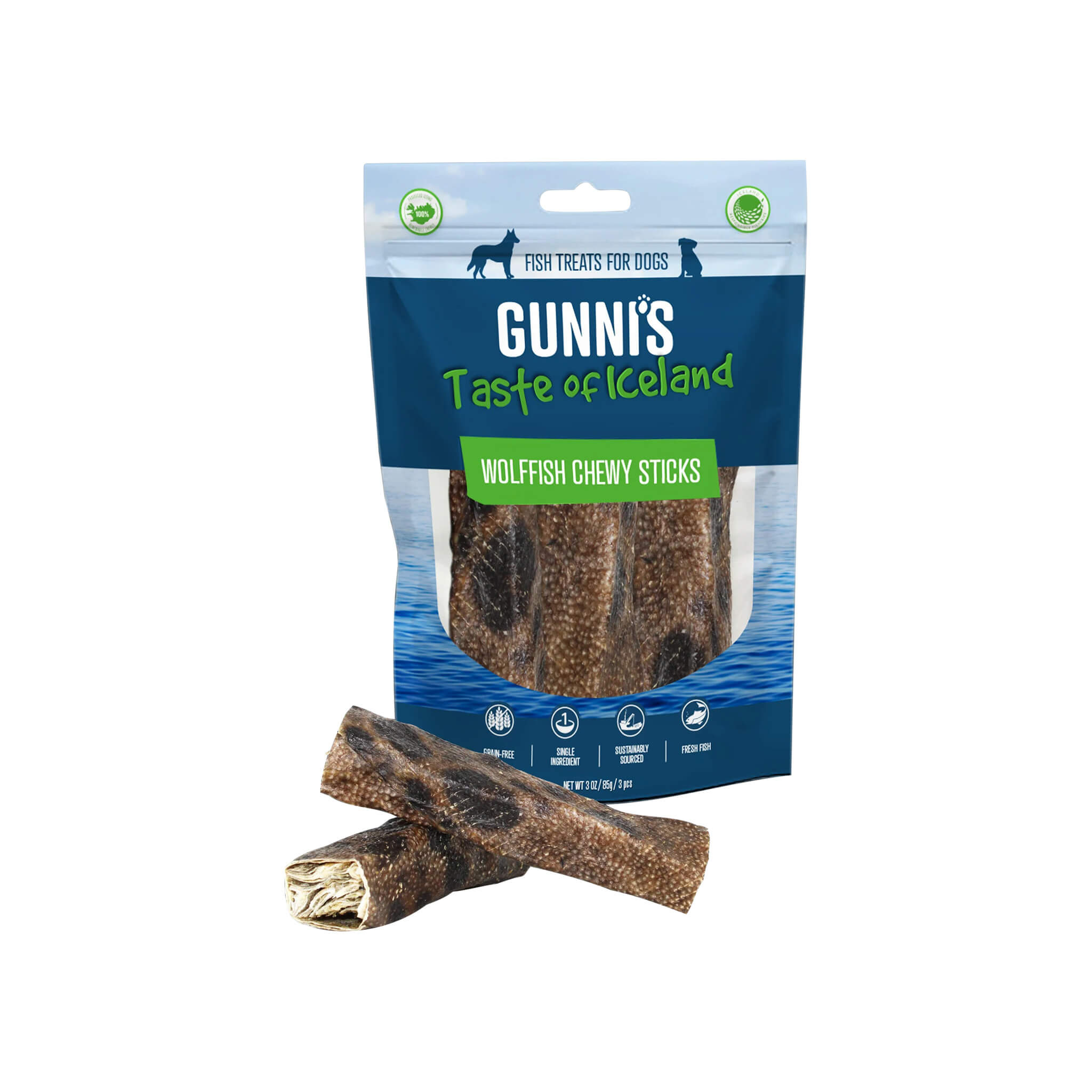 Gunni's Taste of Iceland Fish Skin Sticks Dog Treats