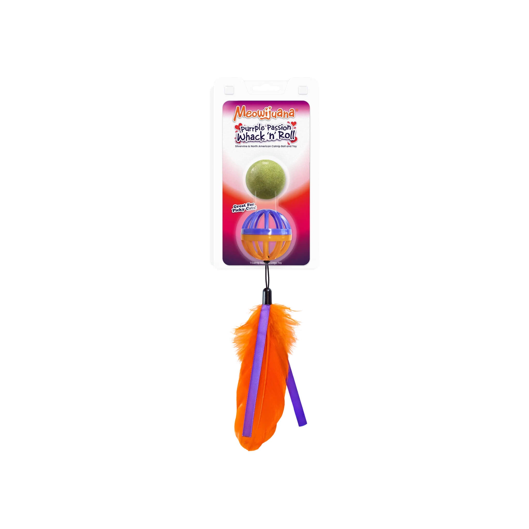 Meowijuana Whack 'n' Roll Catnip Ball & Refillable Cage Cat Toy
