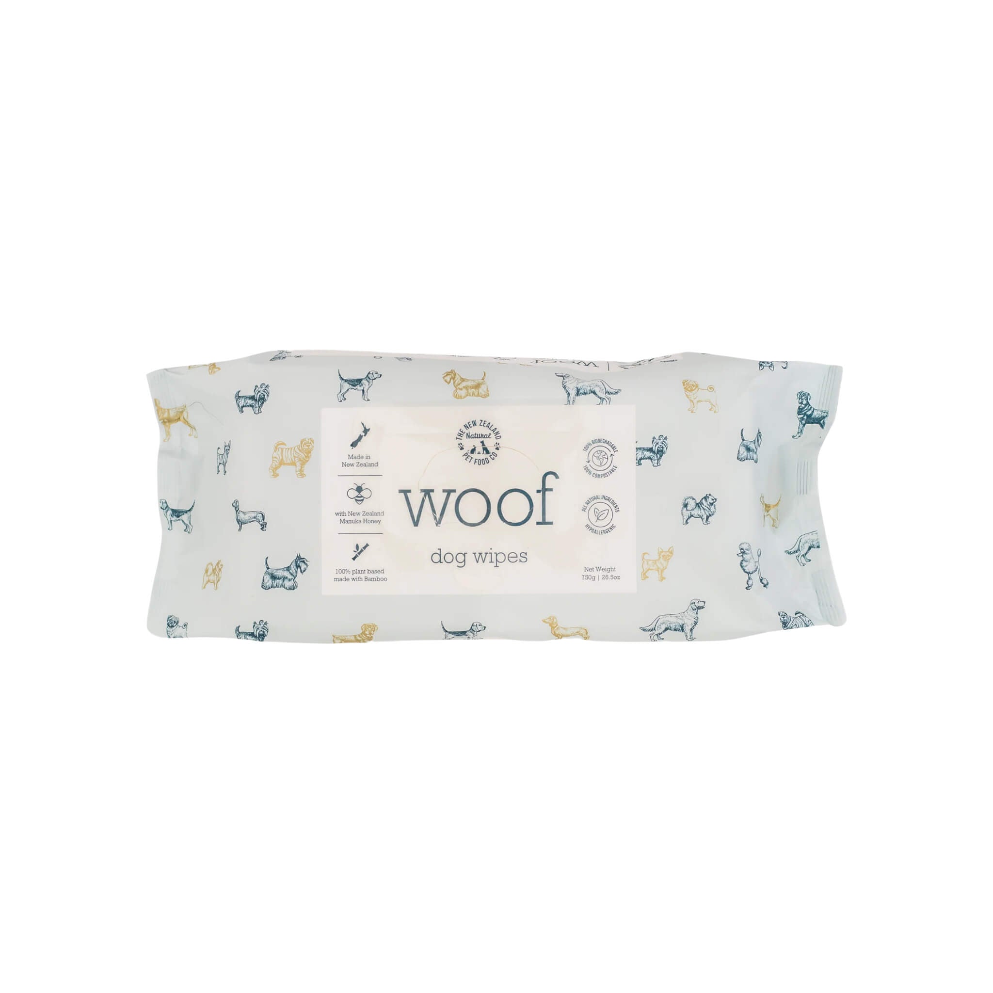The New Zealand Natural Pet Food Co. WOOF Manuka Honey Wipes for Dogs