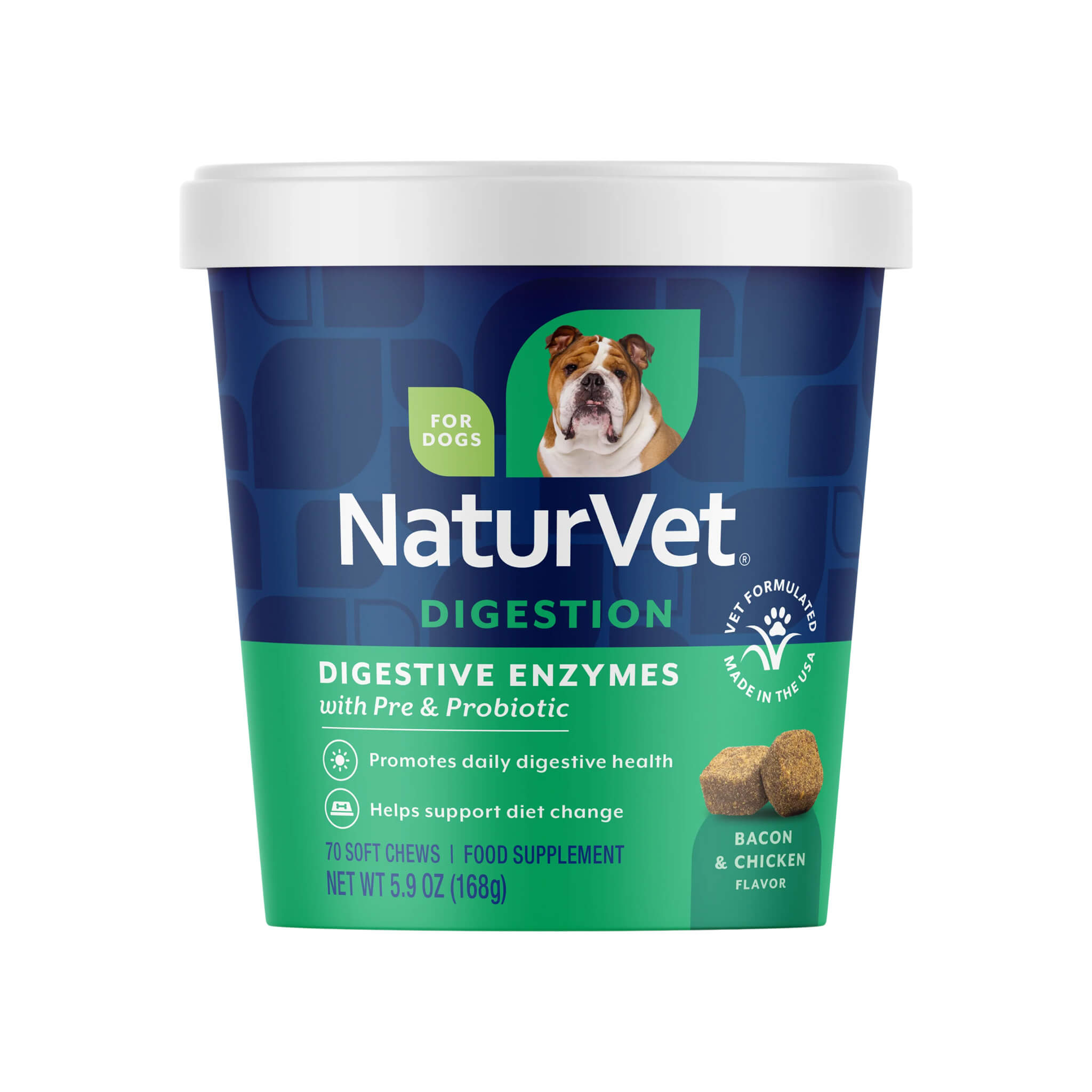 NaturVet Digestive Enzymes Daily Digestive Support Soft Chews for Dogs