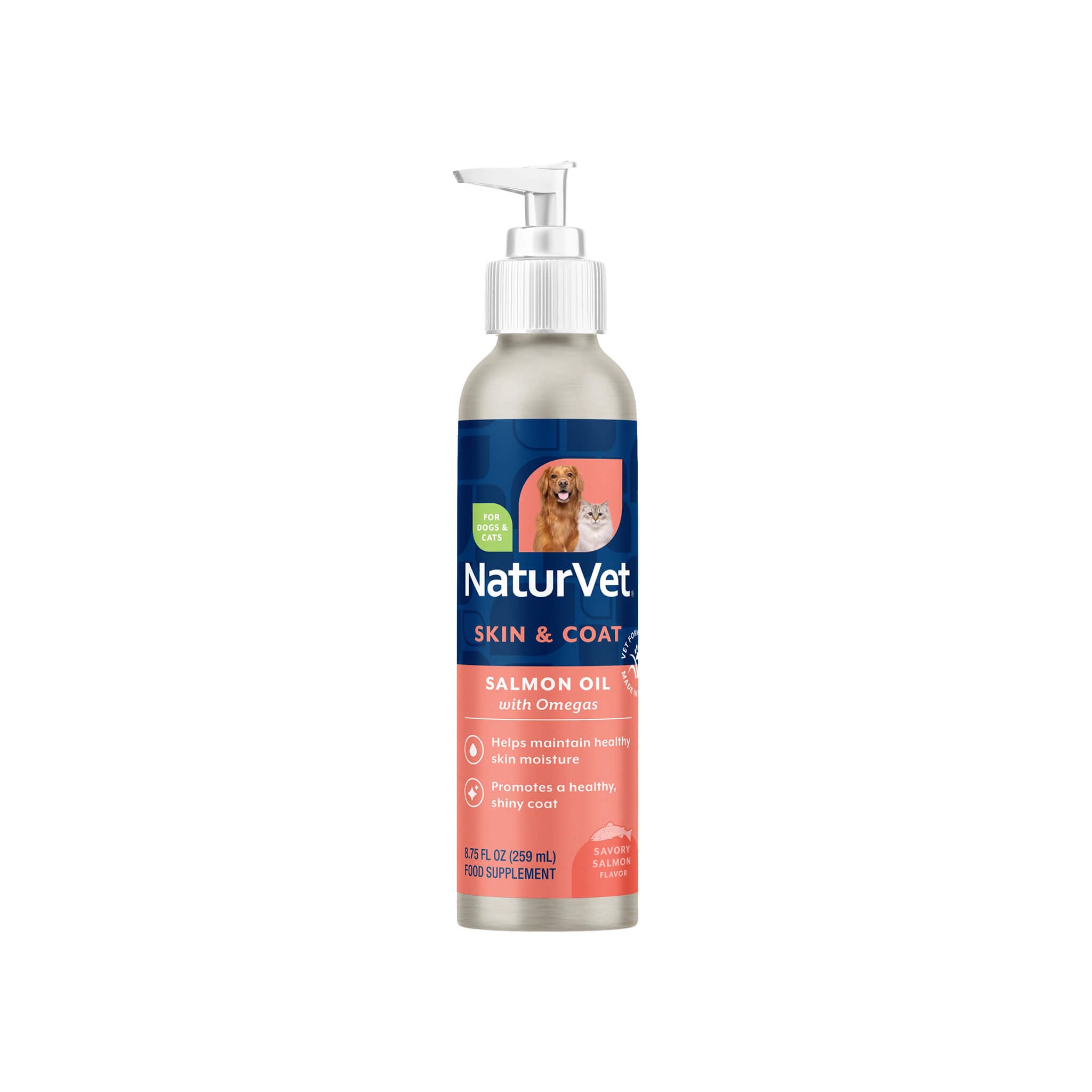 NaturVet Salmon Oil Daily Skin & Coat Support Plus Omegas for Dogs & Cats