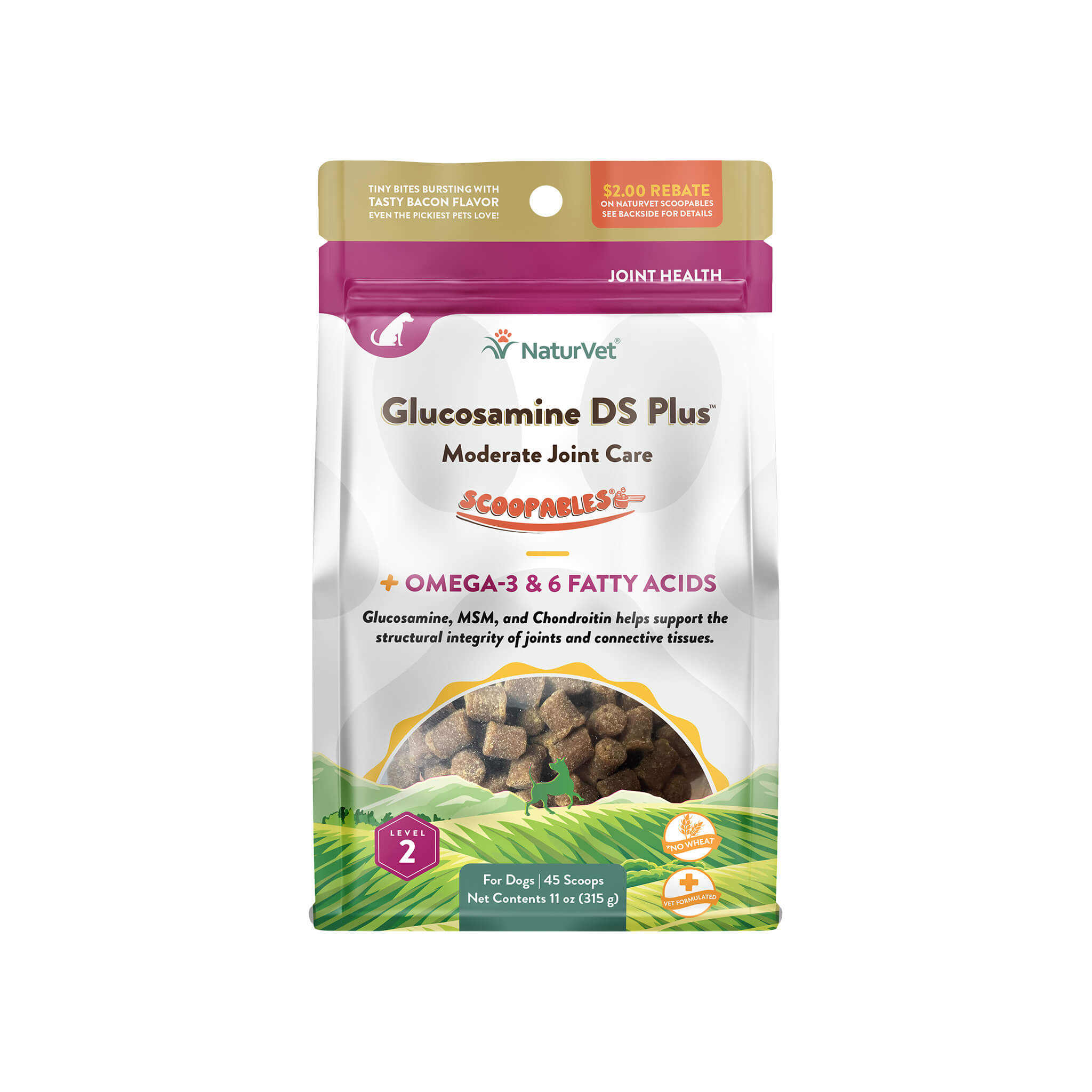 NaturVet Glucosamine DS Plus Moderate Joint Care Scoopables for Dogs