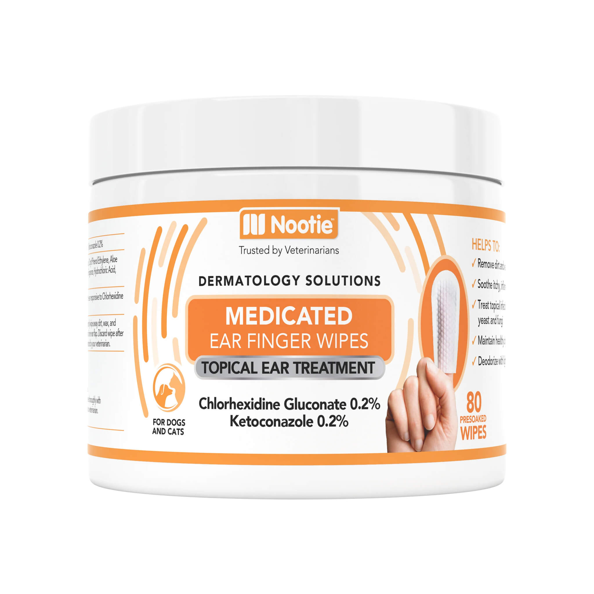 Nootie Medicated Ear Finger Wipes for Dogs & Cats