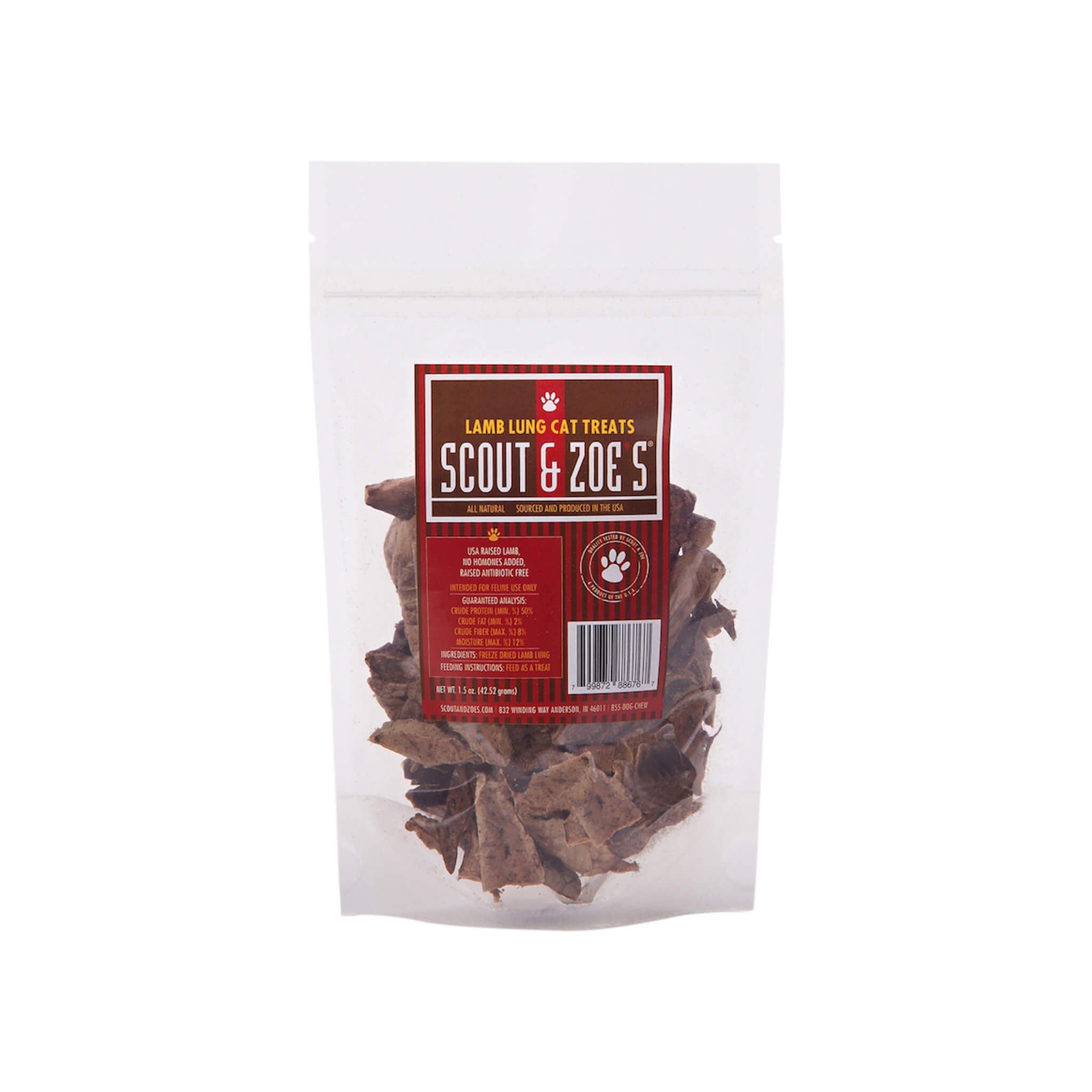 Scout & Zoe's Freeze Dried Lamb Lung Cat Treats