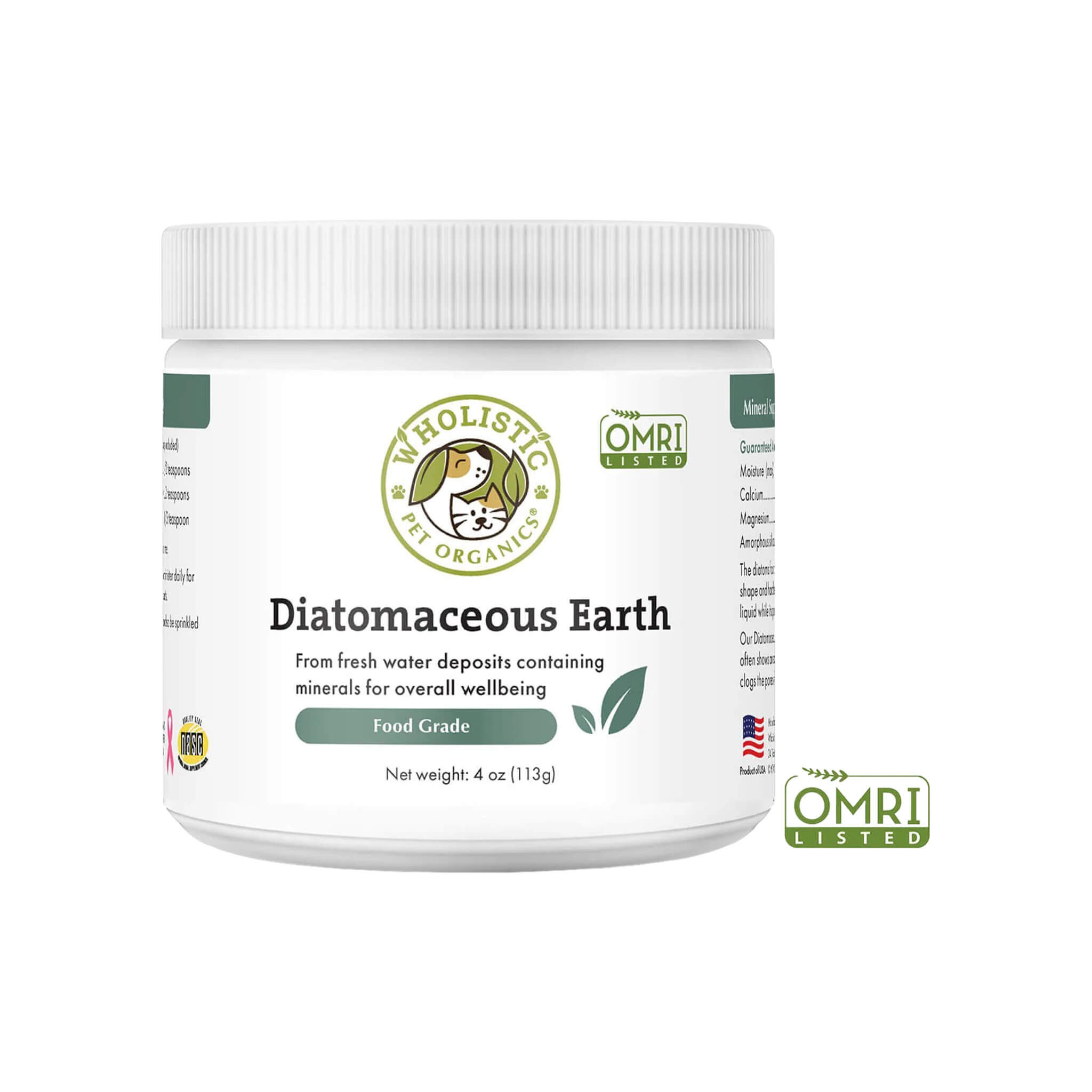 Wholistic Pet Organics Food Grade Diatomaceous Earth for Dogs & Cats