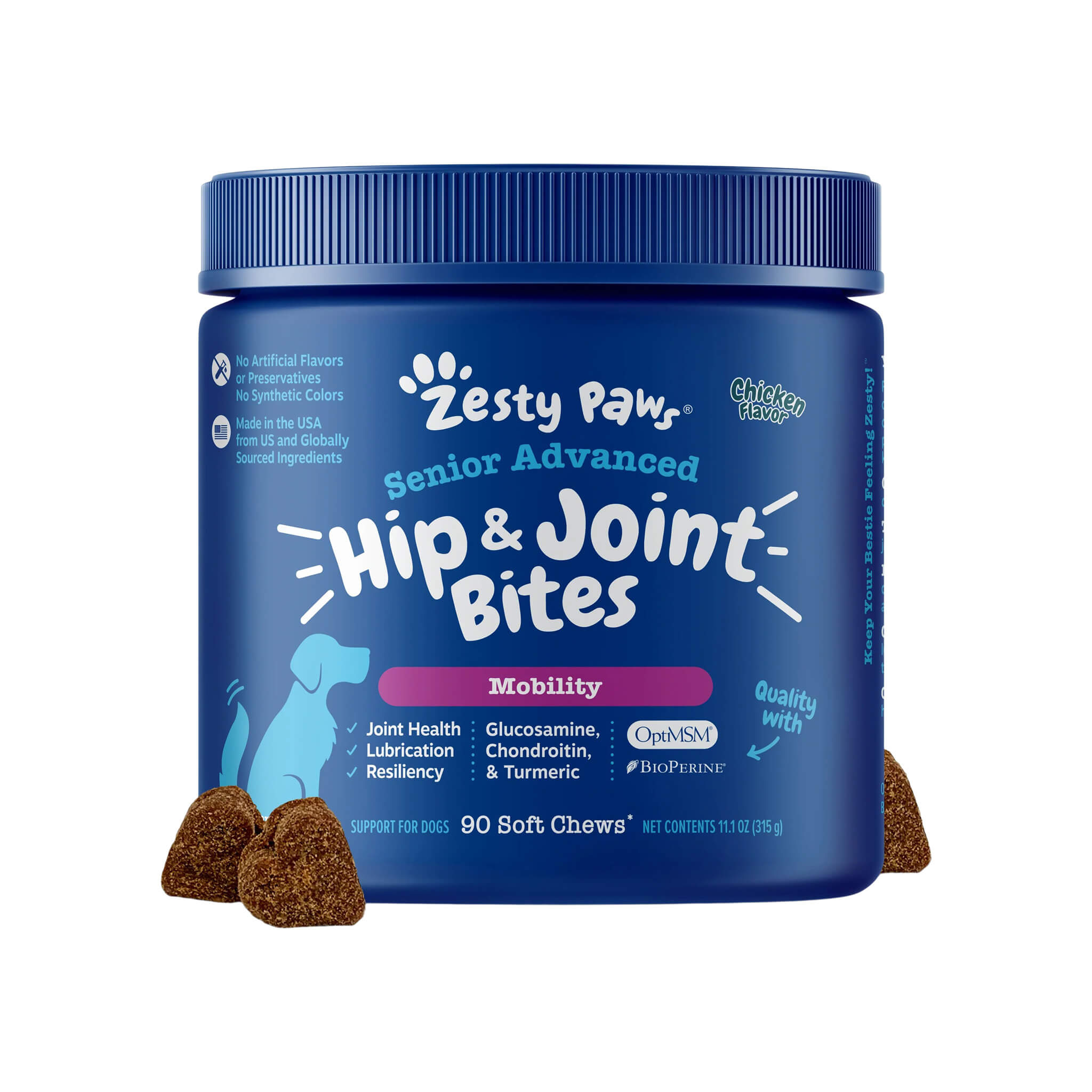 Zesty Paws Senior Advanced Hip & Joint Bites for Dogs