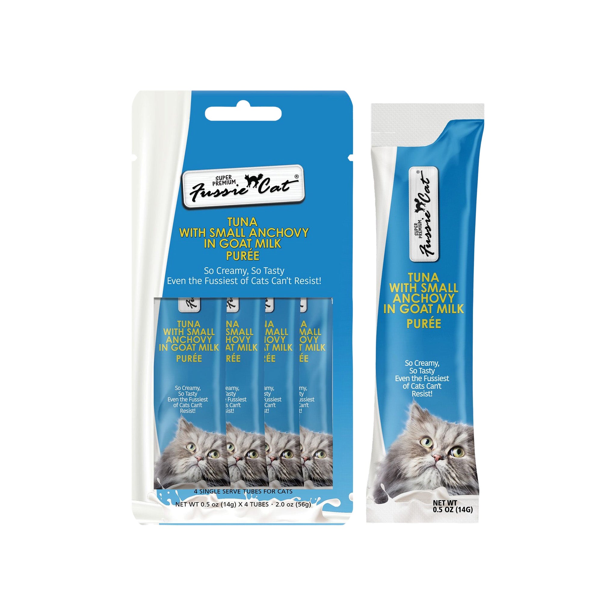 Fussie Cat Premium Puree in Goat Milk Lickable Cat Treats